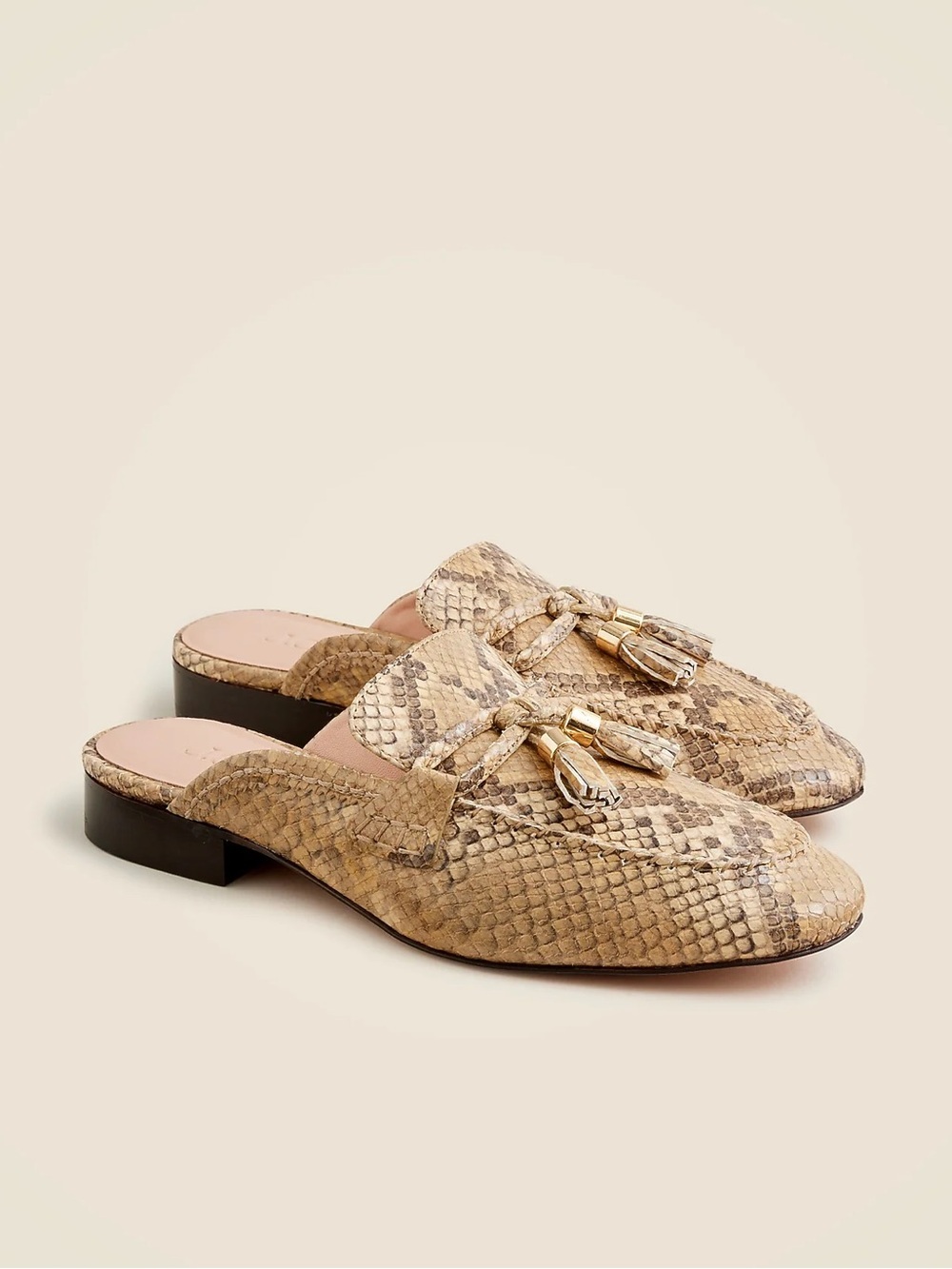J.Crew Snake Print Leather Tassel Mule Loafers Women’s Size 7 Slip On